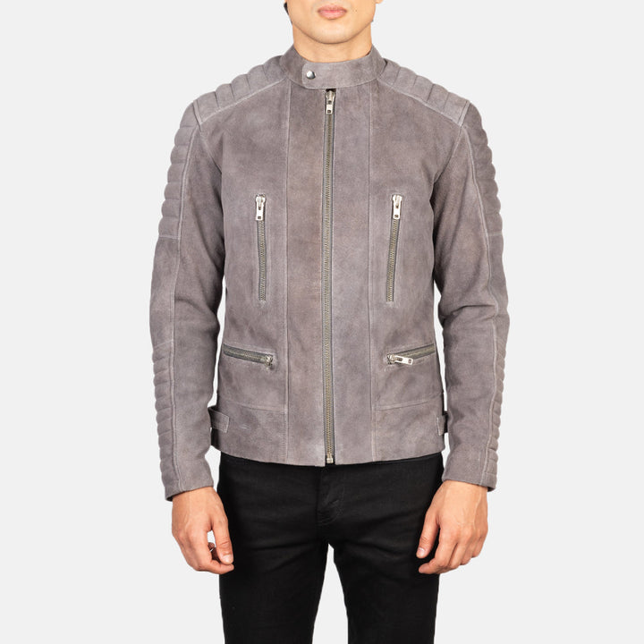 Bravo Bros. Damian Grey Suede Biker Jacket – Modern Luxury Moto Style