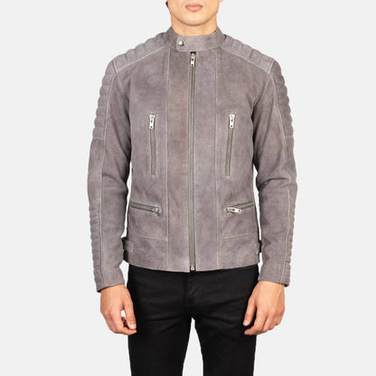 Bravo Bros. Damian Grey Suede Biker Jacket – Modern Luxury Moto Style