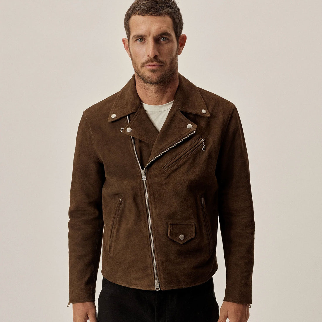 Men’s Brown Suede Bomber Jacket – Classic Jeans Style Leather