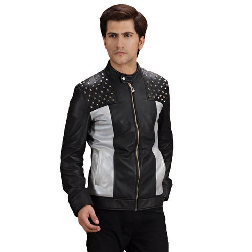 Bravo Bros Shapron Men’s Studded Leather Biker Jacket