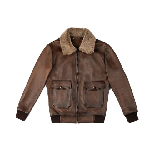 Men’s G-1 Flight Chocolate Brown Leather Bomber Jacket
