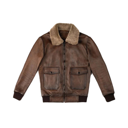 Men’s G-1 Flight Chocolate Brown Leather Bomber Jacket