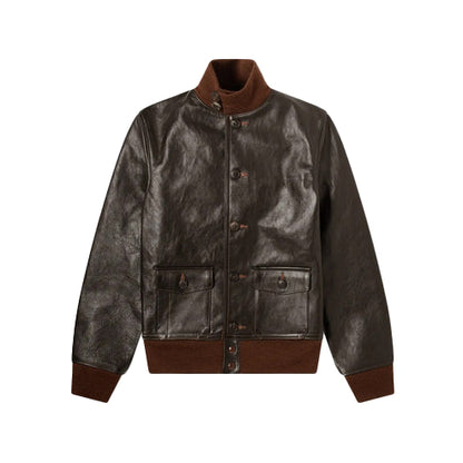 Men’s Vintage Brown A-1 Flight Leather Bomber Jacket