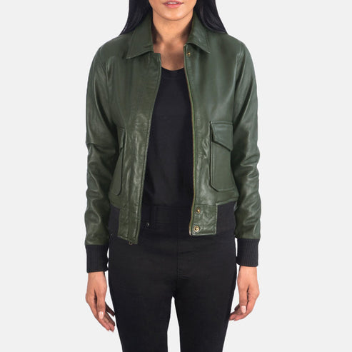 Westa A-2 Green Leather Bomber Jacket – Classic Aviator Style