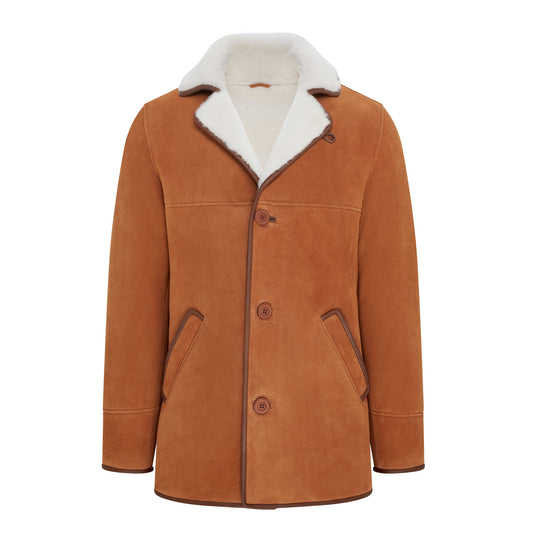 Women’s Tan Sheepskin Shearling Peacoat – Bravo Bros Winter Luxury