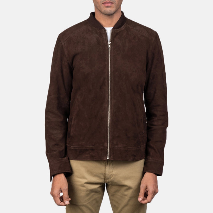 Bravo Bros Blain Men’s Mocha Suede Bomber Jacket – Modern Classic Edition