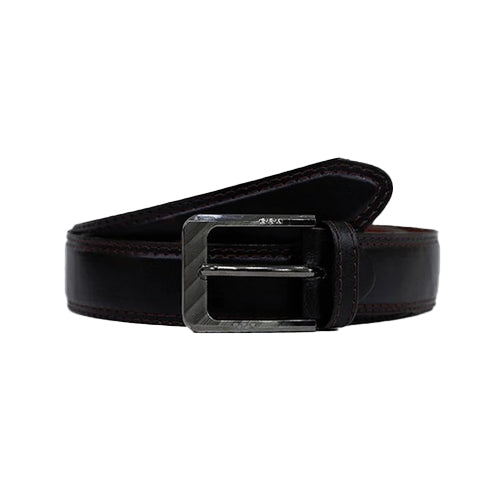 Bravo Bros Men’s Black Double-Stitched Leather Belt – Durable & Stylish