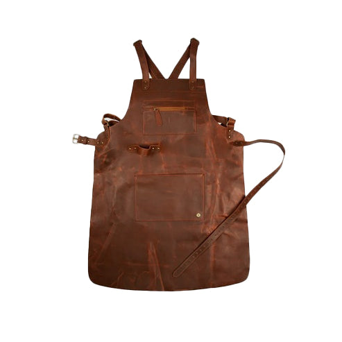 Bravo Bros Men’s Brown Lambskin Leather Cross-Back Apron – Premium & Durable
