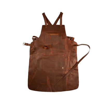 Bravo Bros Men’s Brown Lambskin Leather Cross-Back Apron – Premium & Durable