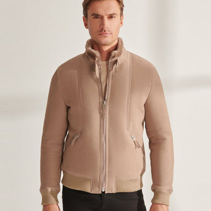 Men’s B3 Sheepskin Shearling Aviator Bomber Jacket – Iconic Flight Style by Bravo Bros