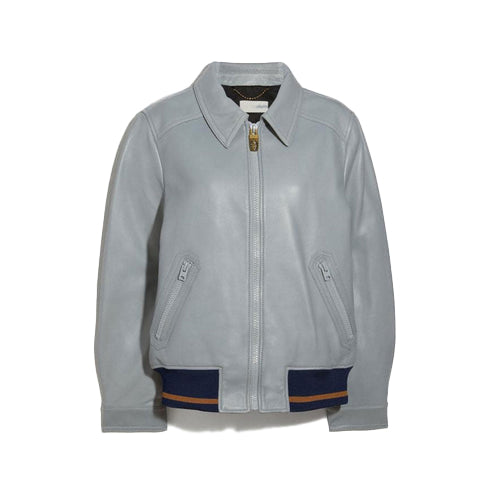 Women’s Grey RAF Aviator Shearling Leather Bomber Jacket