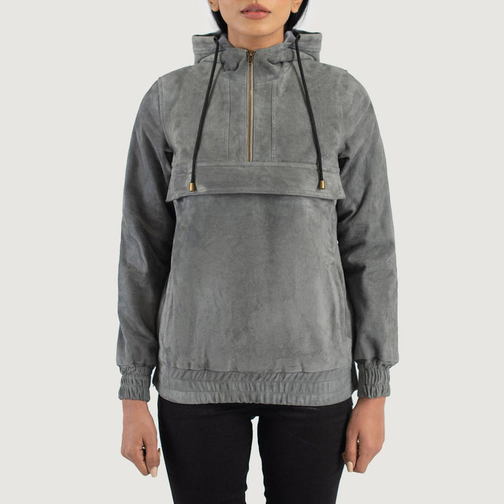 Bravo Bros. Zest Grey Hooded Suede Pullover Jacket – Modern Urban Comfort