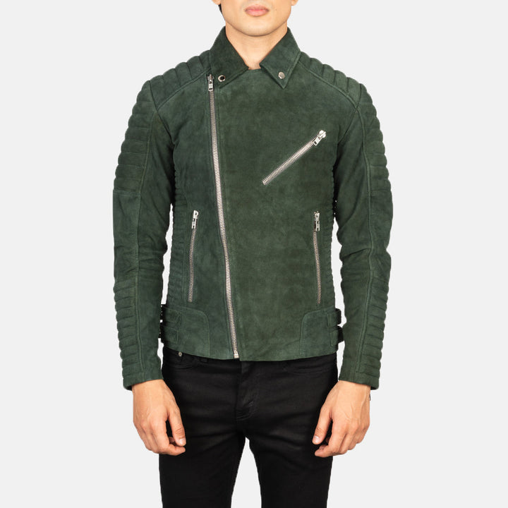 Bravo Bros. Armand Green Suede Biker Jacket – Bold Luxury Moto Style