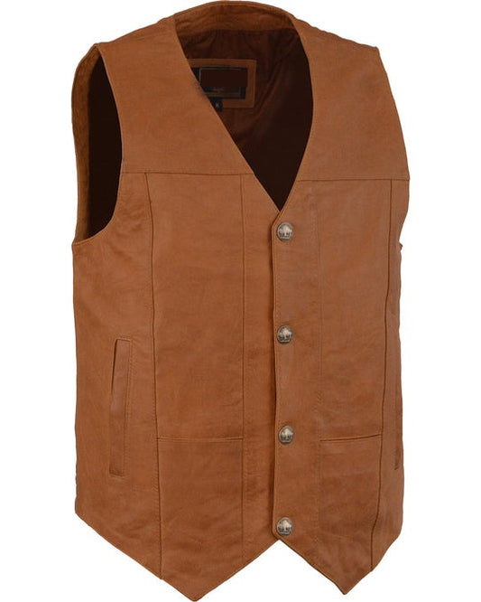 Men's Classic Brown Biker Leather Vest