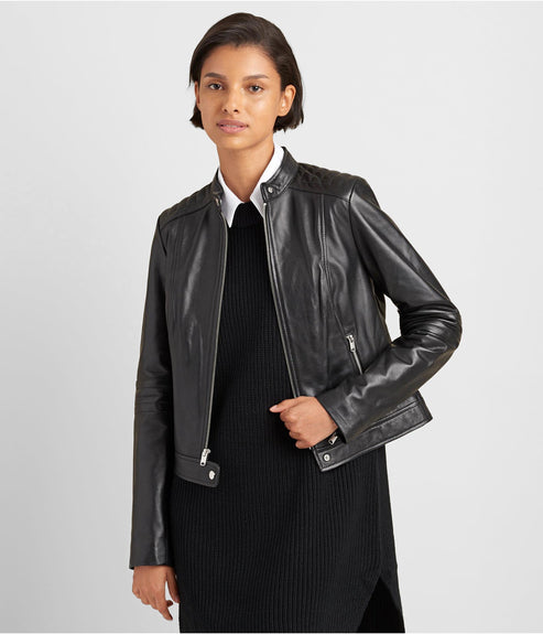 Women’s Black Leather Biker Jacket – Timeless Moto Style