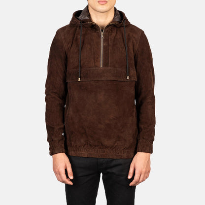 Bravo Bros. Kenton Hooded Mocha Suede Pullover Jacket – Urban Luxury Comfort