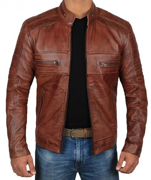 Bravo Bros Austin Men’s Chocolate Brown Waxed Leather Jacket