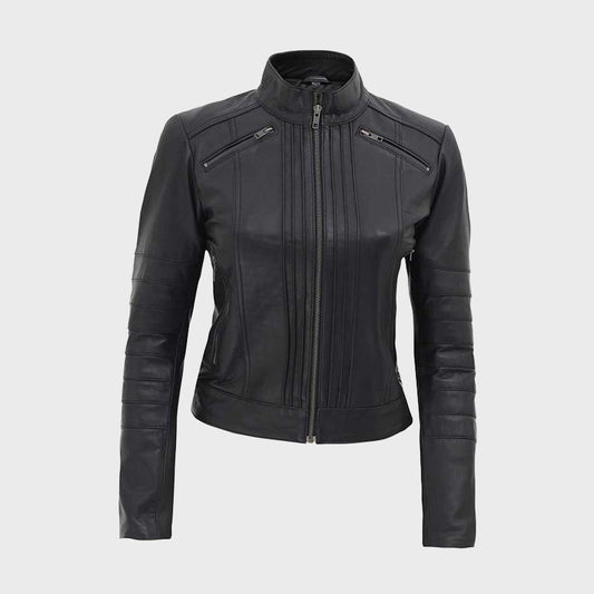 Bravo Bros. Bergamo Women’s Black Slim Fit Genuine Leather Jacket – Timeless Chic Style