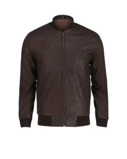 Snuff-Style Real Leather Bomber Jacket