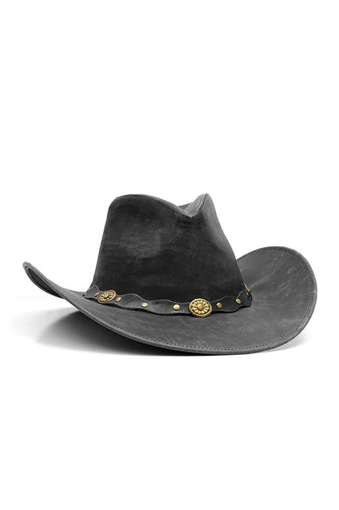 Bravo Bros Faded Black Premium Western Leather Cowboy Hat