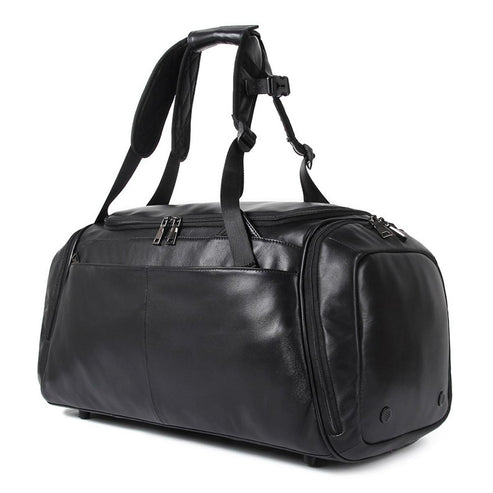 Bravo Bros Midnight Black Premium Leather Travel Bag – Sleek & Sophisticated