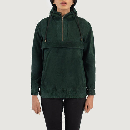 Bravo Bros. Zest Green Hooded Suede Pullover Jacket – Urban Luxury Comfort