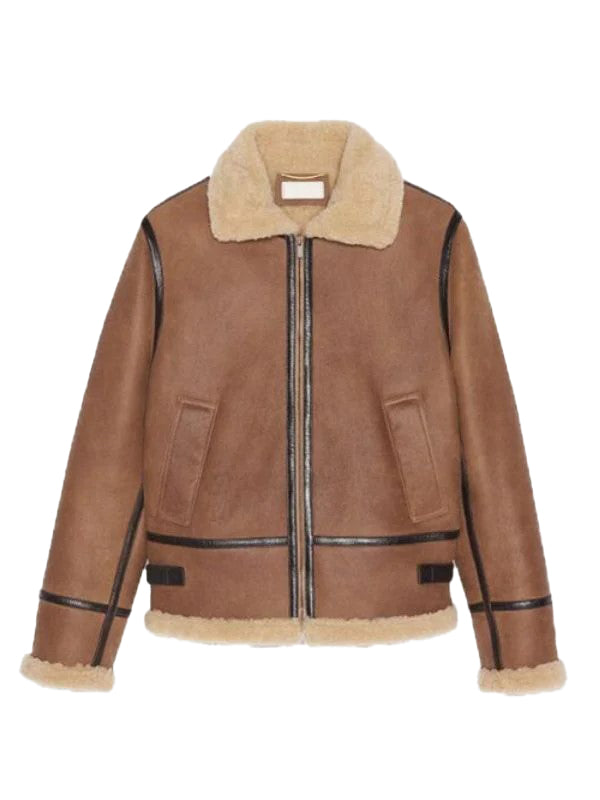 Anderson Light Brown Aviator Shearling Jacket – Premium Winter Style by Bravo Bros
