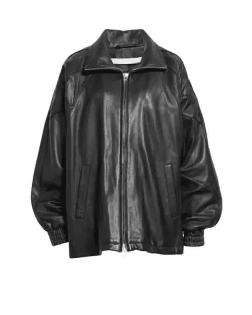 Women’s Oversized Leather Bomber Jacket – Bold & Stylish