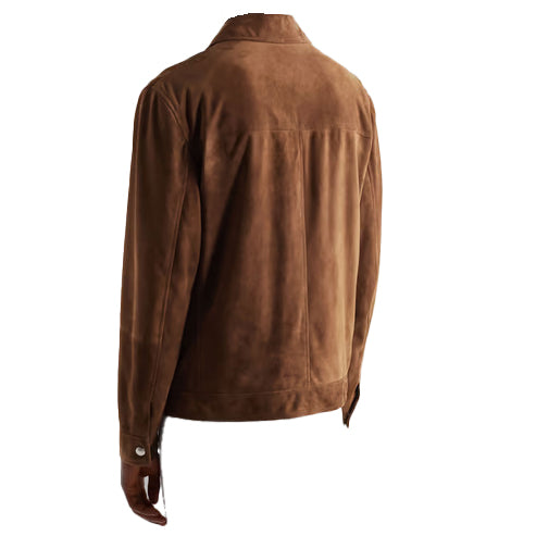 Men’s Brown Lambskin Leather Trucker Jacket – Soft, Stylish & Classic