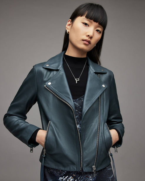 Women’s Emerald Green Leather Biker Jacket – Bold Moto Elegance