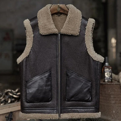 Bravo Bros Men’s Chocolate Brown Leather Shearling Vest