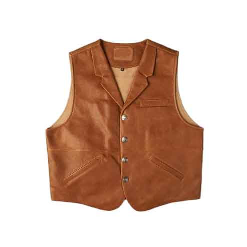 Men’s Vintage Brown Sheepskin Cowboy Leather Vest – Premium Western Style