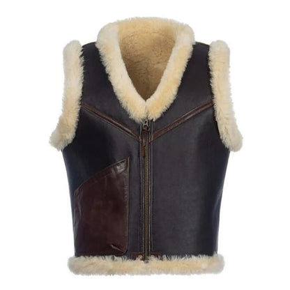 Bravo Bros Men’s Dark Brown Shearling Leather Vest