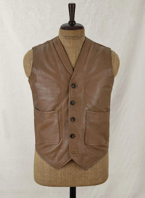 Men’s Shawl Lapel Leather Vest – Premium Classic Style