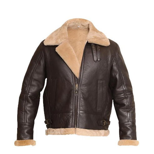 Men’s RAF Aviator Shearling Brown Leather Bomber Jacket