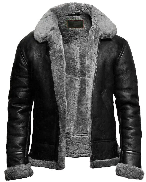 Women’s B3 Bomber Black Fur Pilot Leather Jacket – Chic & Warm by Bravo Bros