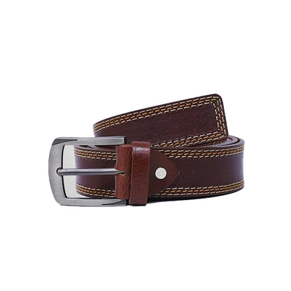 Bravo Bros Men’s Burgundy Leather Belt – Thread-Edged & Premium