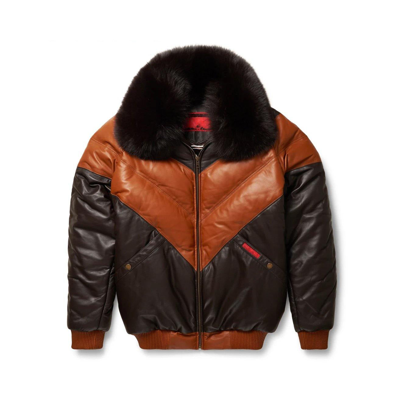 Men’s V-Style Leather Bomber Jacket – New Styles