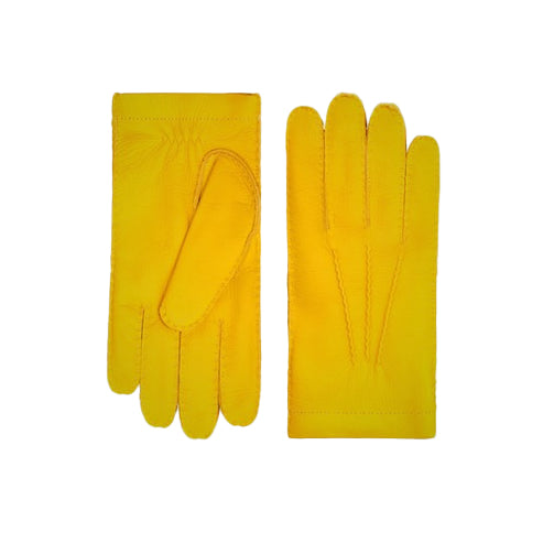 Bravo Bros Men’s Yellow Sheepskin Leather Gloves – Cashmere-Lined & Warm