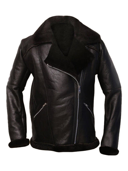 Men’s Dark Brown Shearling Aviator Bomber Jacket