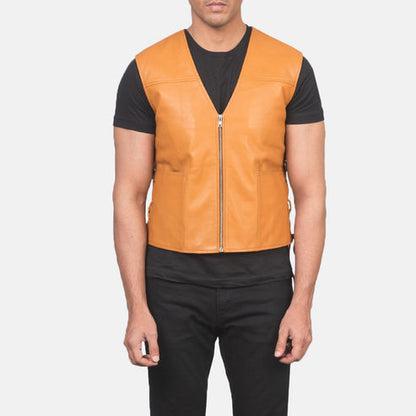 Bravo Bros Brandon Men’s Tan Brown Leather Vest