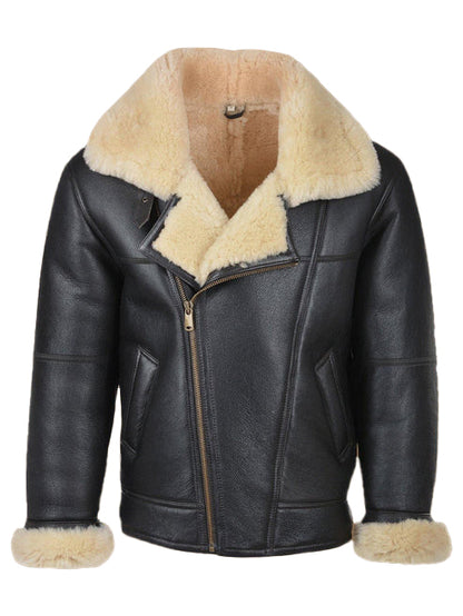 Men’s Black B3 Shearling Leather Bomber Jacket