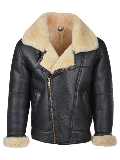 Men’s Black B3 Shearling Leather Bomber Jacket