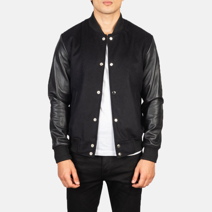 Bravo Bros Men’s Black Hybrid Varsity Jacket