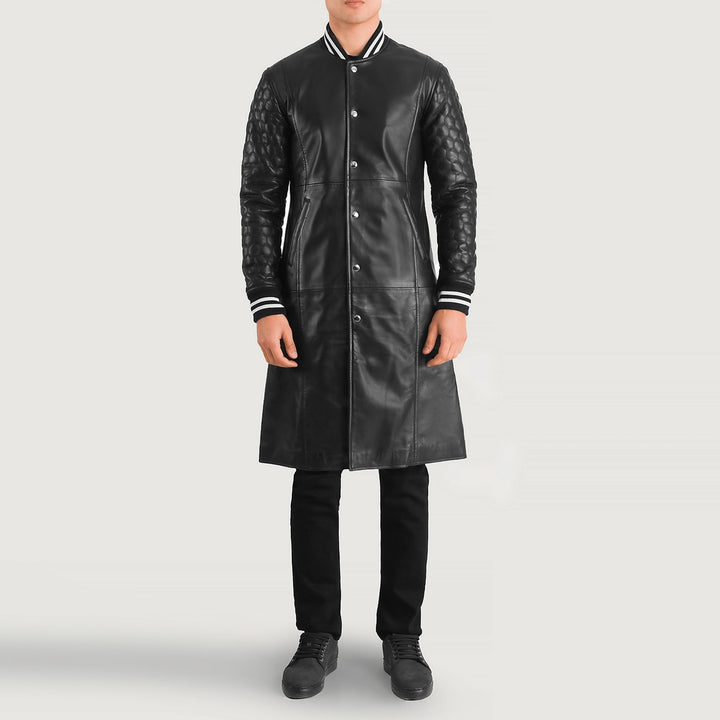 Bravo Bros Men’s Black Leather Varsity Coat
