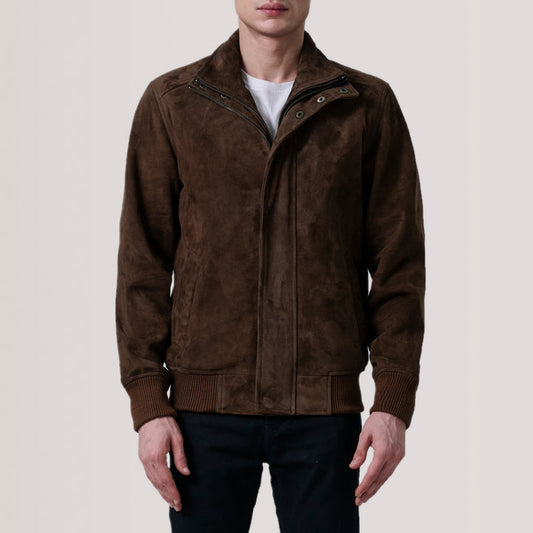 Bravo Bros Lester Men’s Brown Suede Bomber Jacket – Heritage Comfort Edition