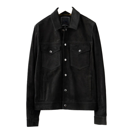 Men’s Black Suede Leather Shirt Jacket