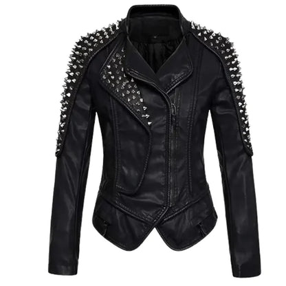 Women’s Punk Studded Leather Jacket – Bold Rebel Style by Bravo Bros