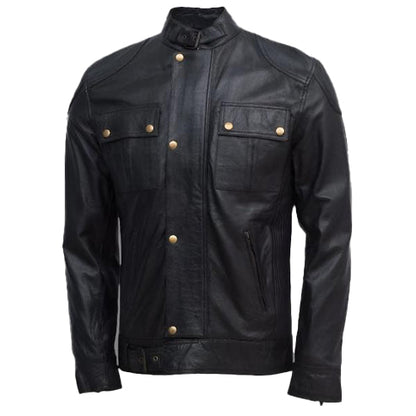 Men’s Lightweight Soft Black Sheepskin Leather Jacket