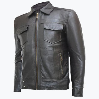 Men’s Brown Zipper Leather Jacket – Top-Notch Style
